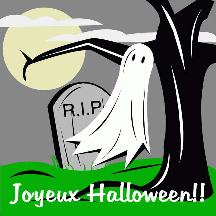 Image d'Halloween avec fantôme dans un cimetière